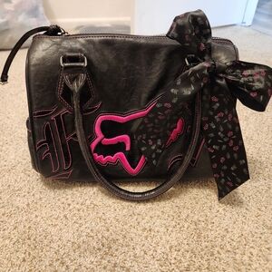 FOX RACING Black and Pink Handbag with Bow